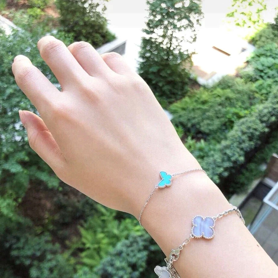 [⭐Shinejoy]BUTTERFLY TURQUOISE BUTTERFLY BRACELET SILVER