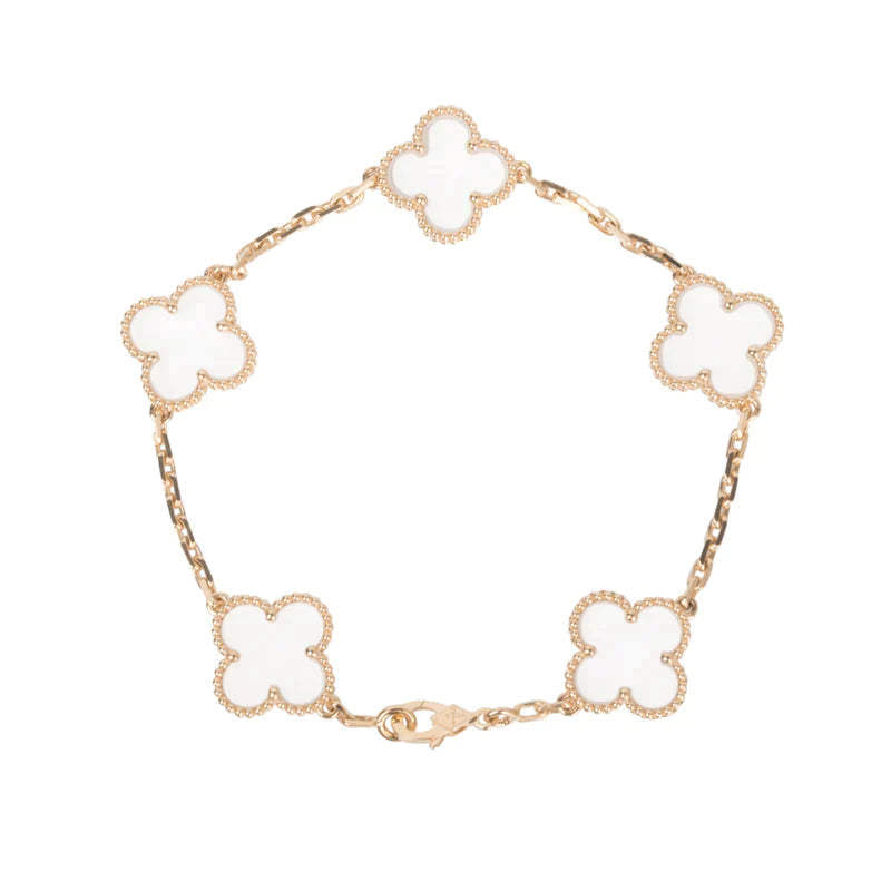 [⭐Shinejoy]CLOVER 5 MOTIF ROCK CRYSTAL BRACELET