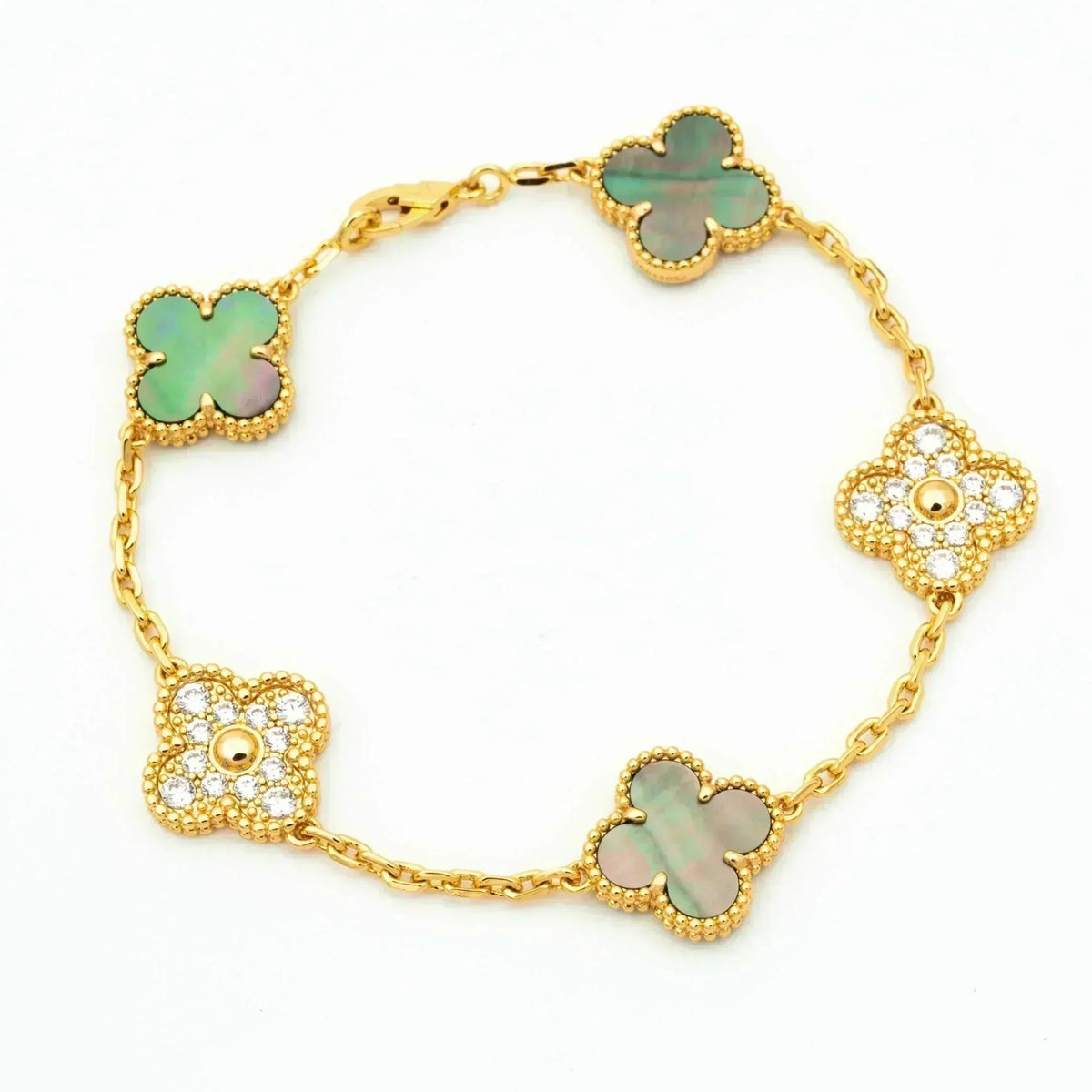 [⭐Shinejoy] CLOVER 5 MOTIF GRAY MOP BRACELET COLLECTION