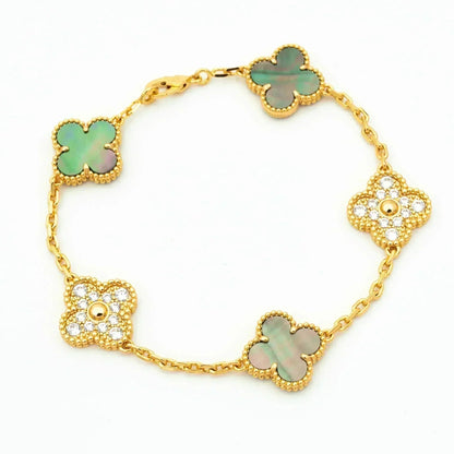 [⭐Shinejoy] CLOVER 5 MOTIF GRAY MOP BRACELET COLLECTION
