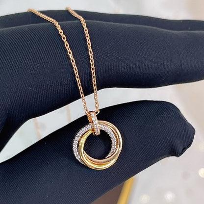 [⭐Shinejoy]TRINITY NECKLACE SILVER GOLD PINK GOLD DIAMONDS