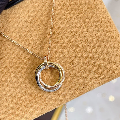 [⭐Shinejoy]TRINITY NECKLACE SILVER GOLD PINK GOLD DIAMONDS