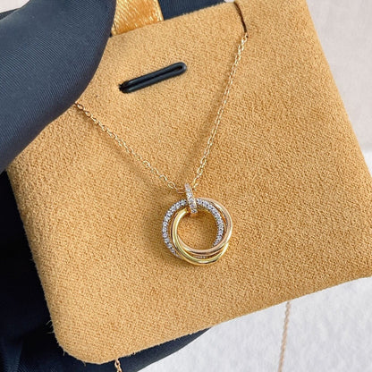 [⭐Shinejoy]TRINITY NECKLACE SILVER GOLD PINK GOLD DIAMONDS