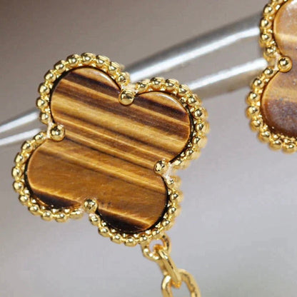 [⭐Shinejoy]CLOVER  2 MOTIF  TIGER EYE CARNELIAN EARRINGS