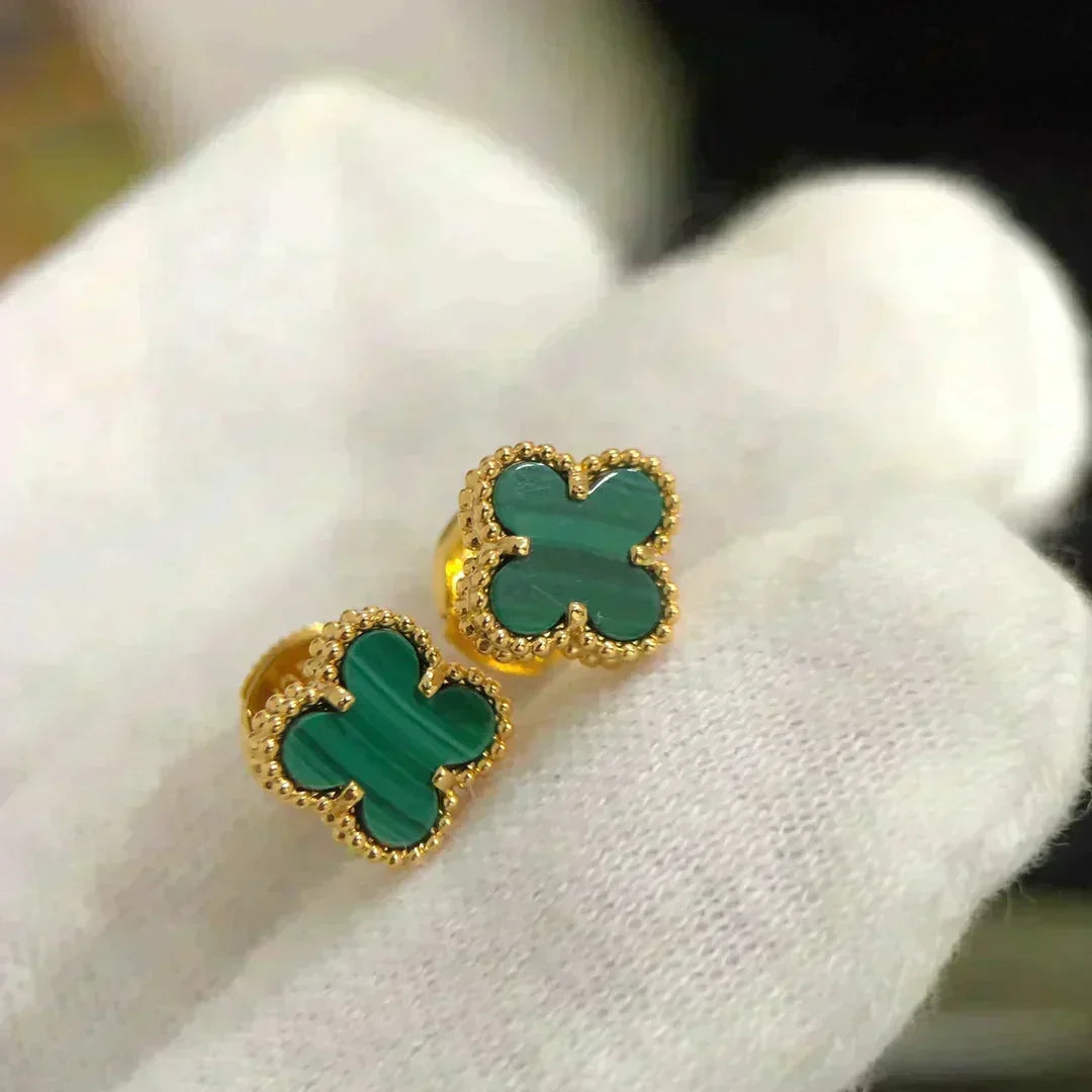 [⭐Shinejoy]CLOVER MINI 9.5MM MALACHITE  EARRINGS