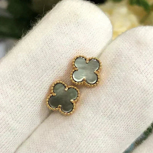 [⭐Shinejoy]CLOVER MINI 9.5MM GRAY MOP EARRINGS