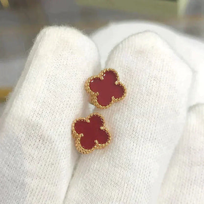 [⭐Shinejoy]CLOVER MINI 9.5MM CARNELIAN EARRINGS