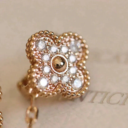 [⭐Shinejoy]CLOVER MEDIUM 1 MOTIFS FUll DIAMOND EARRINGS