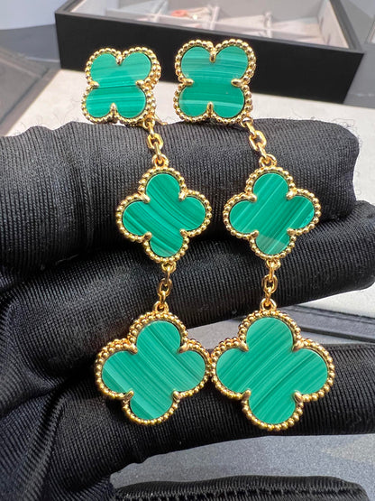 [⭐Shinejoy]CLOVER MALACHITE 3 MOTIFS GOLD
