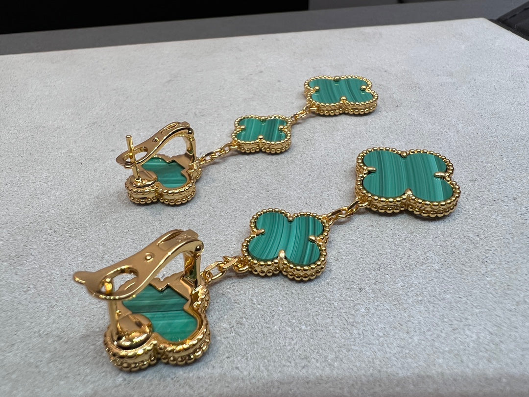 [⭐Shinejoy]CLOVER MALACHITE 3 MOTIFS GOLD