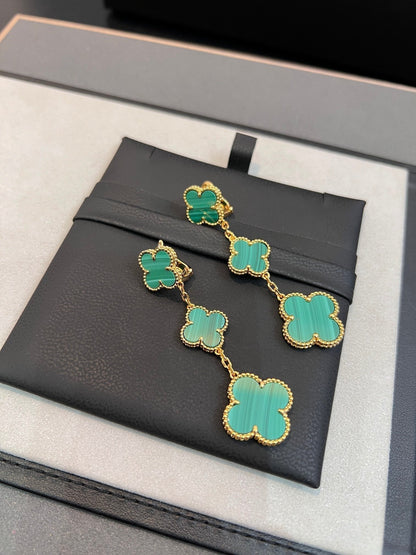 [⭐Shinejoy]CLOVER MALACHITE 3 MOTIFS GOLD