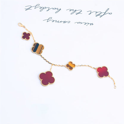 [⭐Shinejoy]CLOVER BRACELET 5 MOTIFS CARNELIAN TIGER EYE