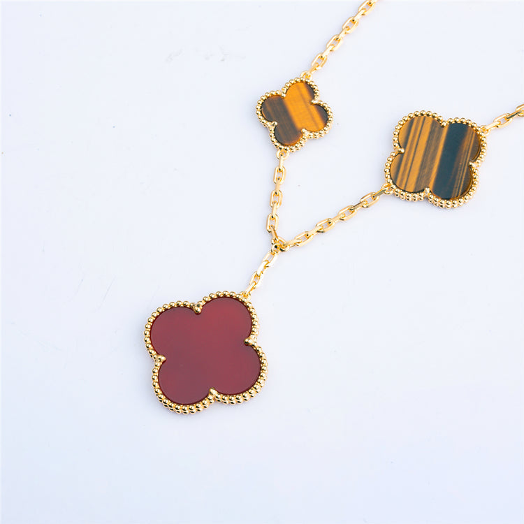 [⭐Shinejoy]CLOVER BRACELET 5 MOTIFS CARNELIAN TIGER EYE