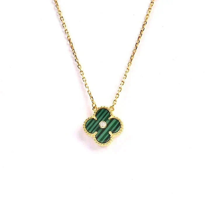 [⭐Shinejoy]CLOVER 15MM DIAMOND TURQUOISE NECKLACE