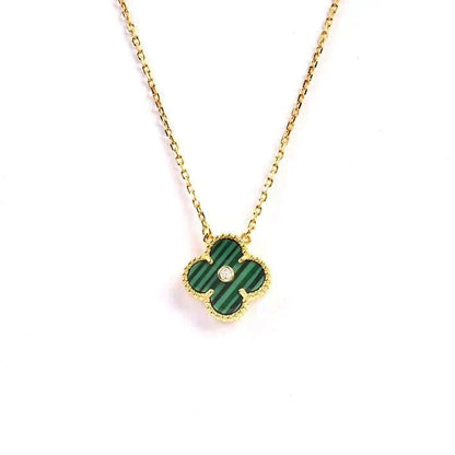 [⭐Shinejoy]CLOVER 15MM DIAMOND TURQUOISE NECKLACE