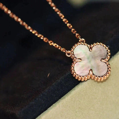 [⭐Shinejoy]CLOVER 15MM  GRAY MOTHER OF PEARL NECKLACE