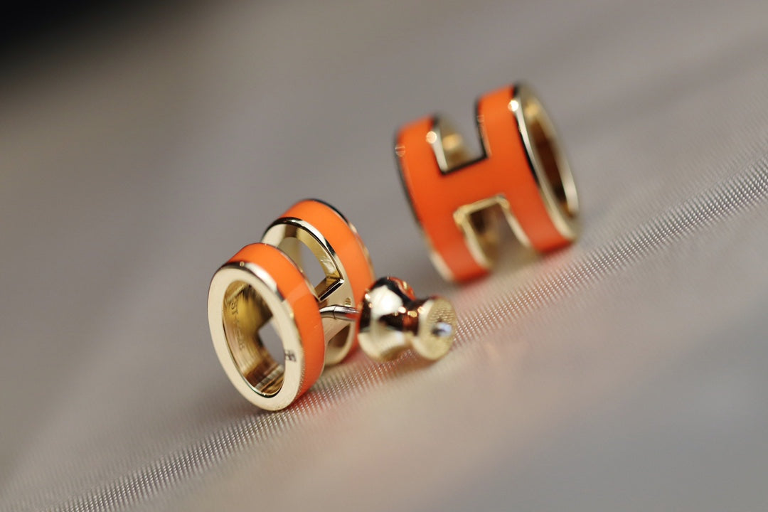 [⭐Shinejoy]MINI POP H EARRINGS ORANGE