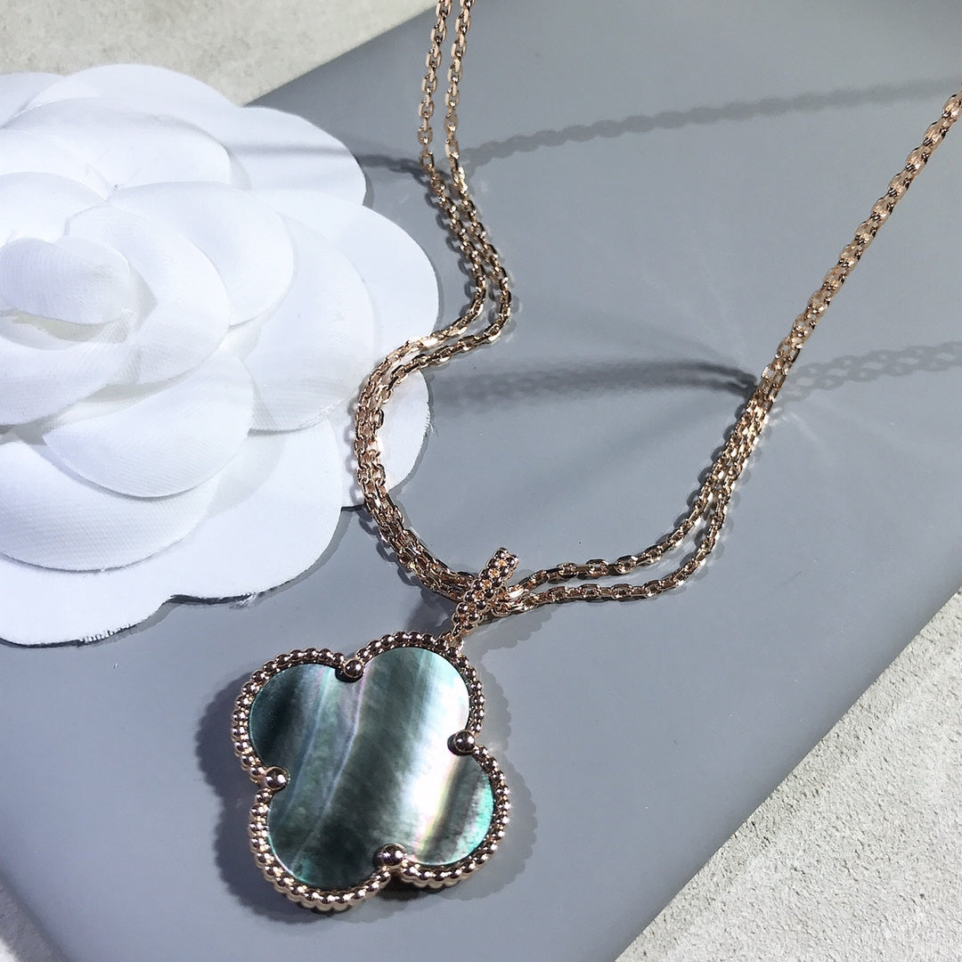 [⭐Shinejoy]CLOVER 25MM GOLD DARK MOP BIG CLOVER NECKLACE
