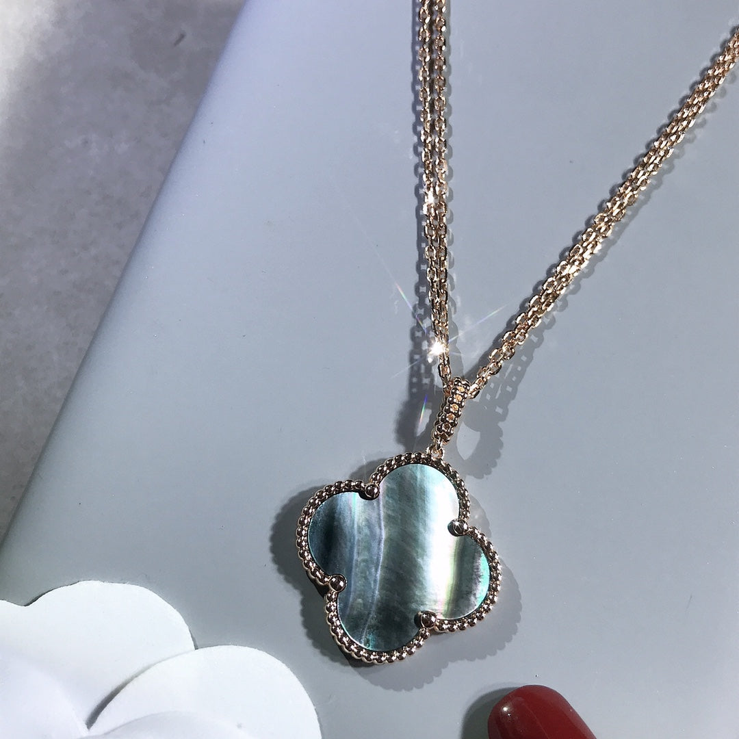 [⭐Shinejoy]CLOVER 25MM GOLD DARK MOP BIG CLOVER NECKLACE