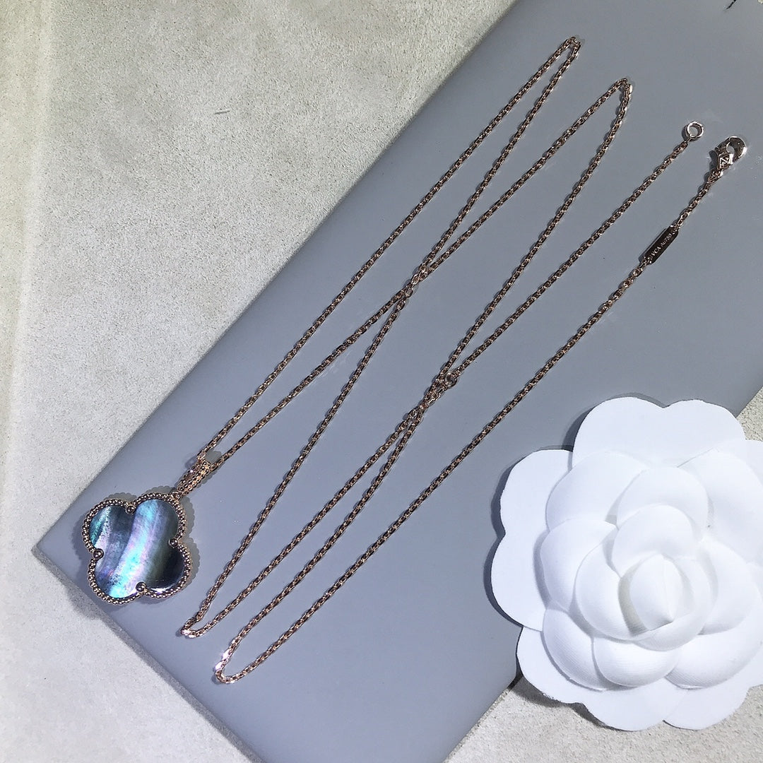 [⭐Shinejoy]CLOVER 25MM GOLD DARK MOP BIG CLOVER NECKLACE