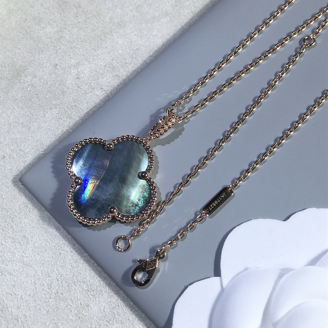 [⭐Shinejoy]CLOVER 25MM GOLD DARK MOP BIG CLOVER NECKLACE
