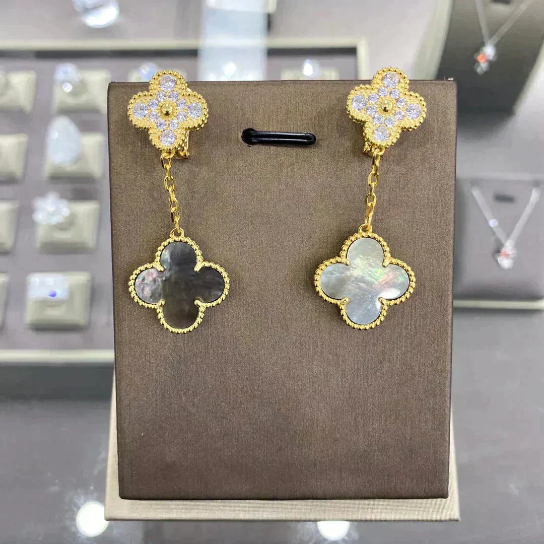 [⭐Shinejoy]CLOVER  2 MOTIFS  DIAMOND  EARRINGS (MULTIPLE CHOICESç´