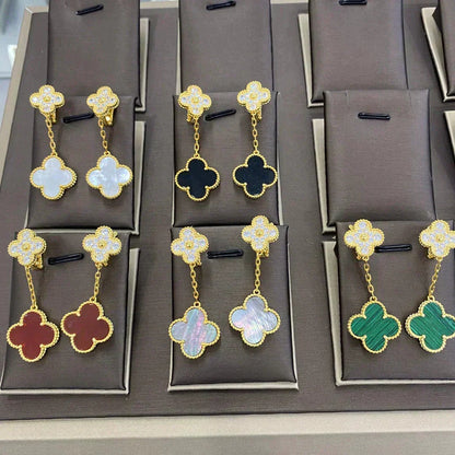 [⭐Shinejoy]CLOVER  2 MOTIFS  DIAMOND  EARRINGS (MULTIPLE CHOICESç´
