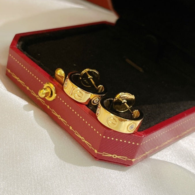 [⭐Shinejoy]LOVE EARRINGS 5.7MM 2 DIAMONDS