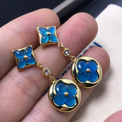 [⭐Shinejoy]STAR AND SUN AGATE DIAMOND EARRINGS