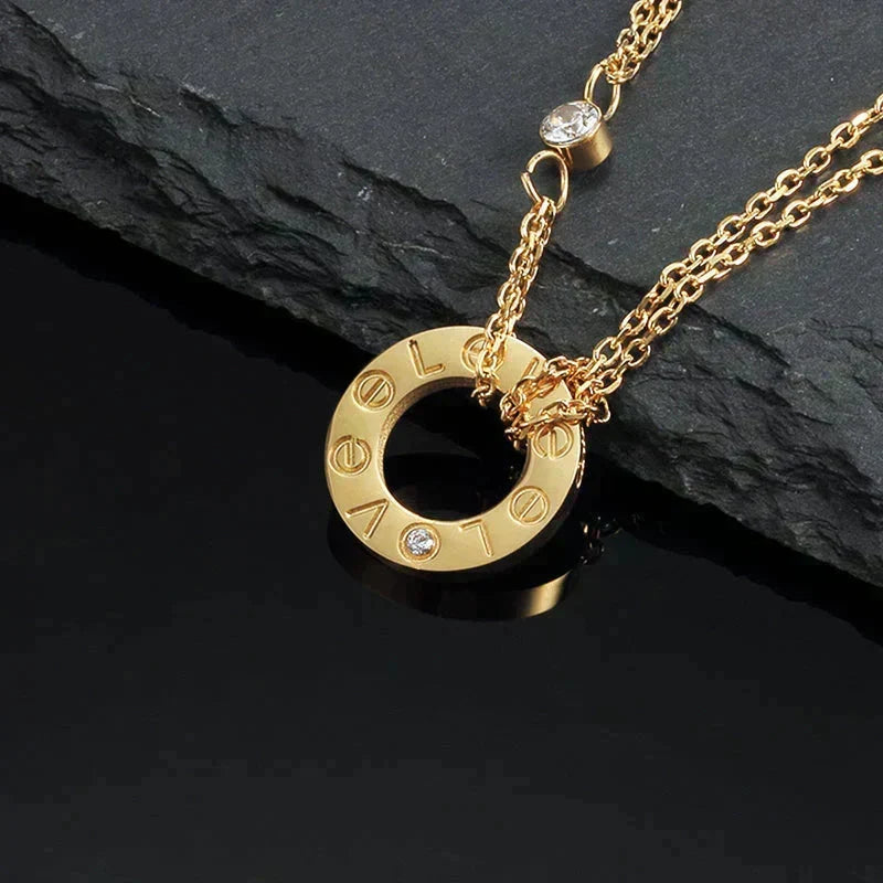 [⭐Shinejoy]LOVE NECKLACE 16MM 2 DIAMONDS