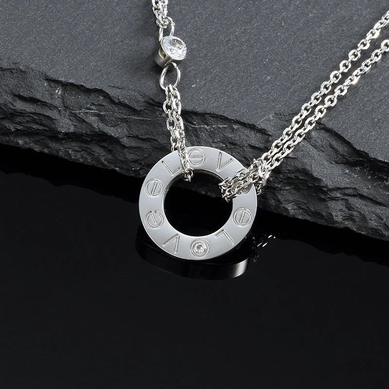 [⭐Shinejoy]LOVE NECKLACE 16MM 2 DIAMONDS
