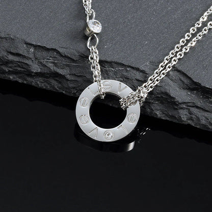 [⭐Shinejoy]LOVE NECKLACE 16MM 2 DIAMONDS