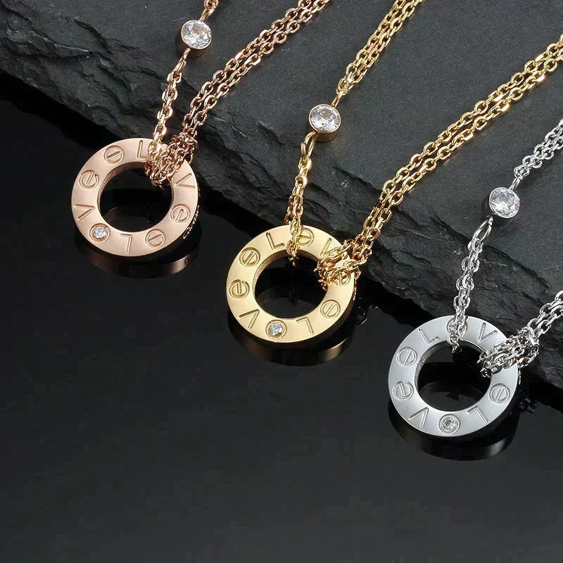 [⭐Shinejoy]LOVE NECKLACE 16MM 2 DIAMONDS