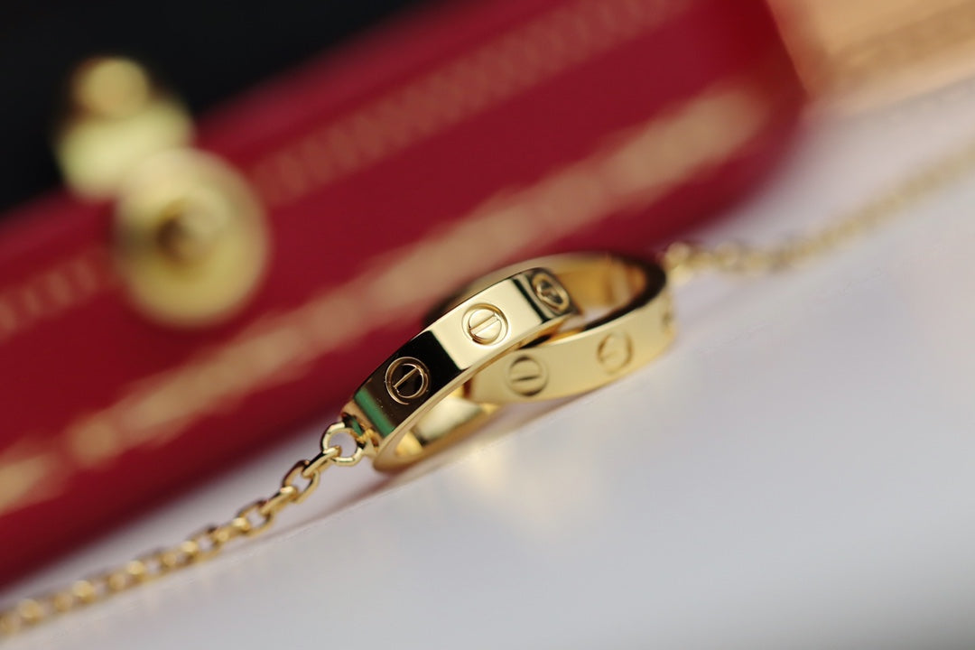 [⭐Shinejoy]LOVE NECKLACE DOUBLE RING GOLD