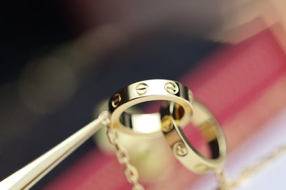 [⭐Shinejoy]LOVE NECKLACE DOUBLE RING GOLD