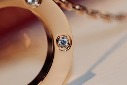 [⭐Shinejoy]LOVE NECKLACE 16MM 6 DIAMONDS PINK GOLD