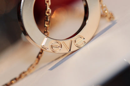 [⭐Shinejoy]LOVE NECKLACE 16MM 6 DIAMONDS PINK GOLD