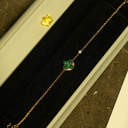 [⭐Shinejoy]SUN MALACHITE 1 DIAMOND PINK GOLD BRACELET