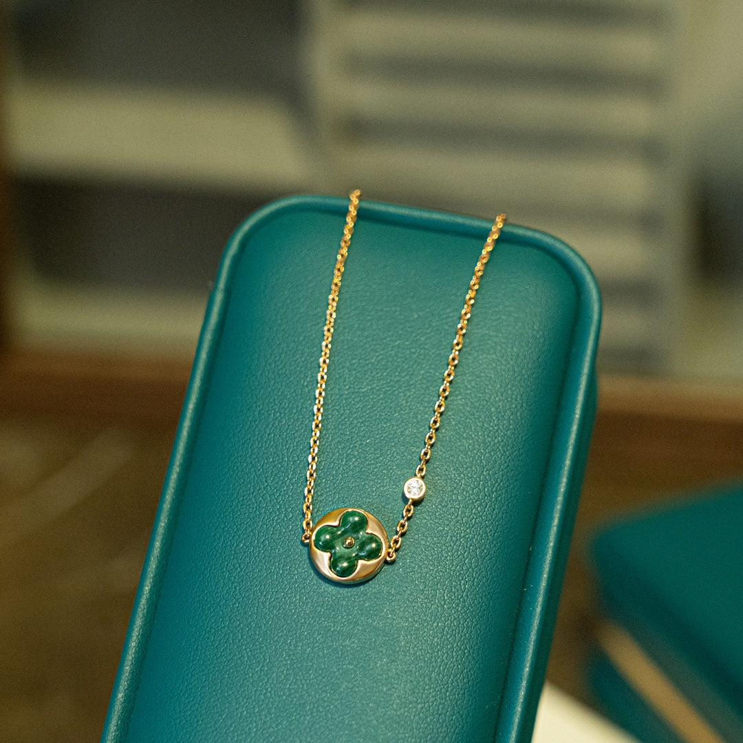 [⭐Shinejoy]SUN MALACHITE 1 DIAMOND PINK GOLD BRACELET