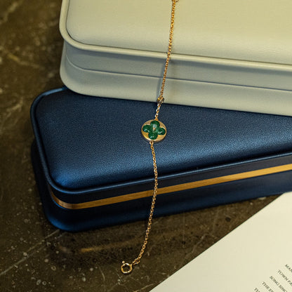 [⭐Shinejoy]SUN MALACHITE 1 DIAMOND PINK GOLD BRACELET