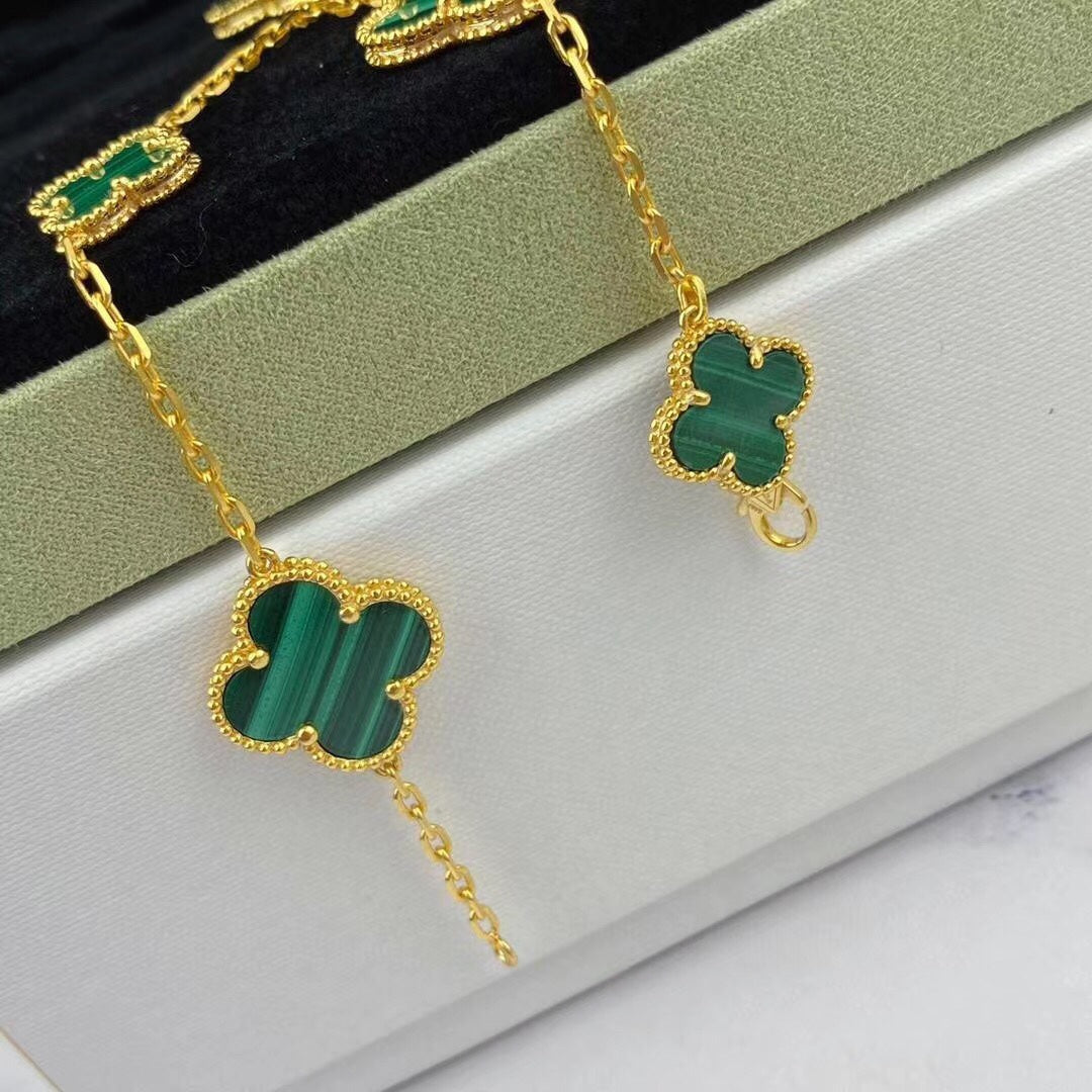 [⭐Shinejoy]MAGIC CLOVER MALACHITE GOLD BRACELET 5 MOTIFS