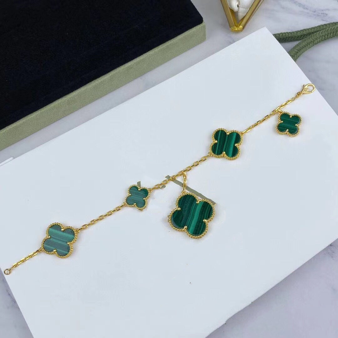 [⭐Shinejoy]MAGIC CLOVER MALACHITE GOLD BRACELET 5 MOTIFS