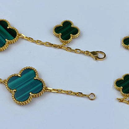 [⭐Shinejoy]MAGIC CLOVER MALACHITE GOLD BRACELET 5 MOTIFS