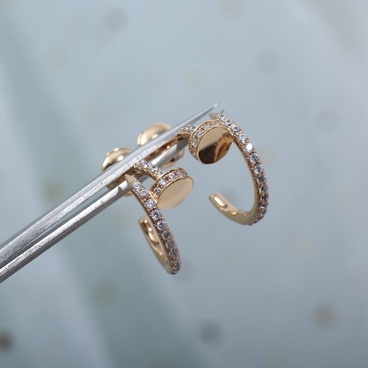 [⭐Shinejoy]JUSTE EARRINGS 12.75MM PINK GOLD DIAMOND