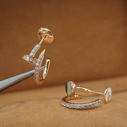 [⭐Shinejoy]JUSTE EARRINGS 12.75MM PINK GOLD DIAMOND