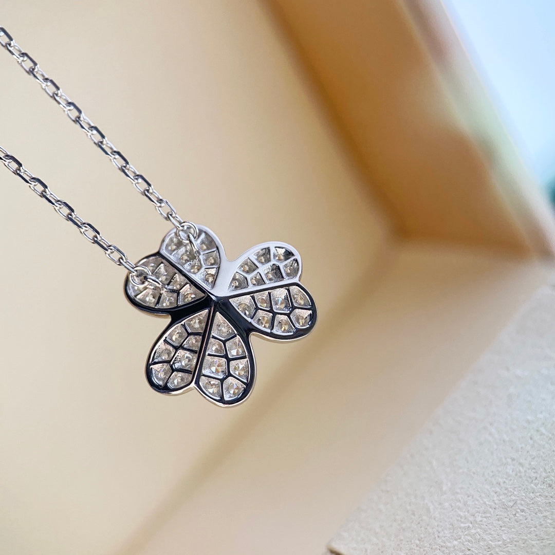 [⭐Shinejoy]CLOVER DIAMOND NECKLACE SILVER