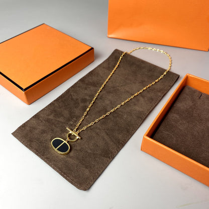 [⭐Shinejoy]CHAINE VERSO BLACK CERAMIC NECKLACE