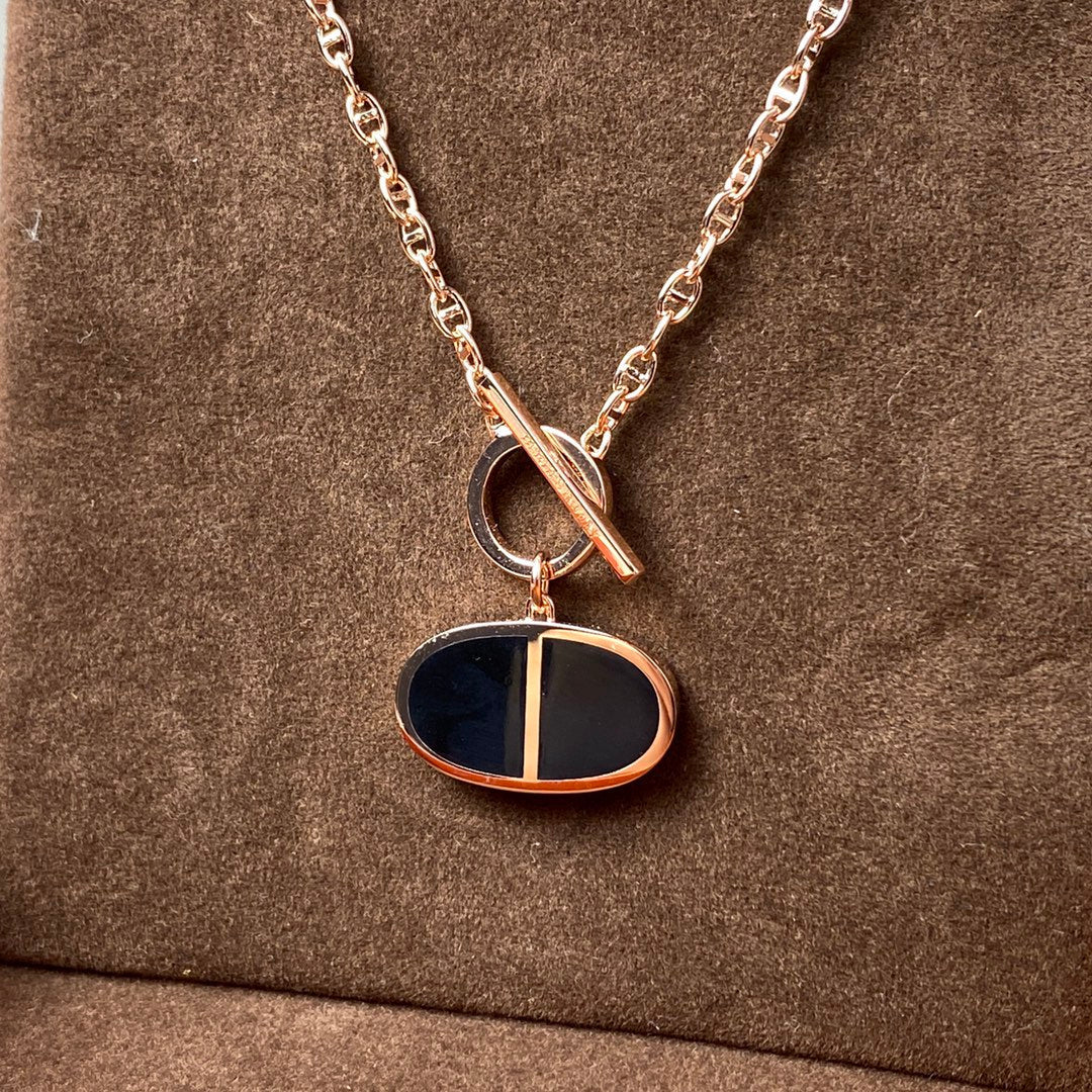 [⭐Shinejoy]CHAINE VERSO BLACK CERAMIC NECKLACE