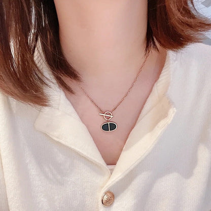 [⭐Shinejoy]CHAINE VERSO BLACK CERAMIC NECKLACE