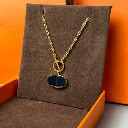 [⭐Shinejoy]CHAINE VERSO BLACK CERAMIC NECKLACE